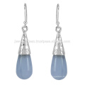 Beautiful Blue Lace Agate Gemstone 925 Sterling Silver Earring Jewelry